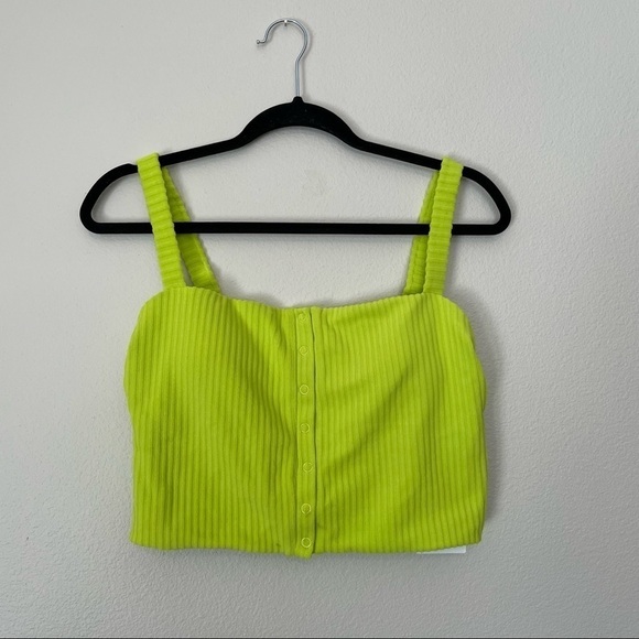 NWT andie  the snap top ribbed terry neon lemon bikini top sz.L sold out - Picture 4 of 6